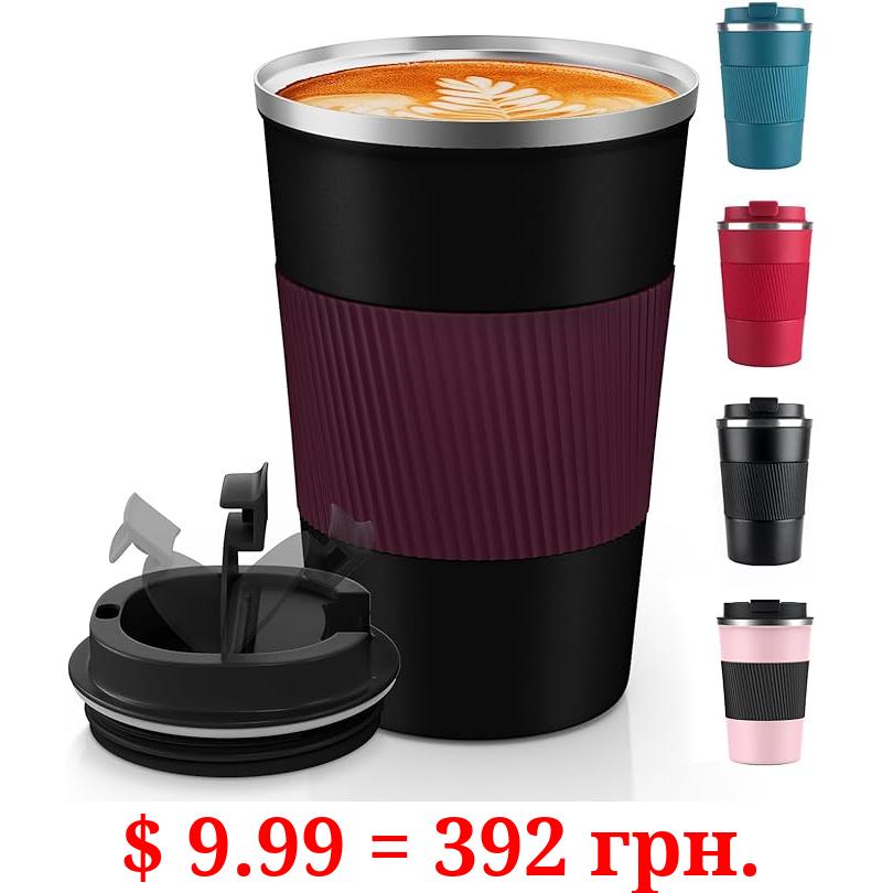Coffee Mug 12oz - Insulated Coffee Travel Mug Spill Proof with Leakproof Lid Vacuum Stainless Steel Thermos Coffee Tumblers to GO, Reusable Coffee Cup for Men and Women for Hot & Cold Drinks