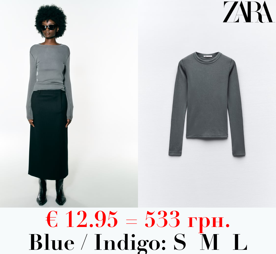 RIBBED LONG SLEEVE T-SHIRT