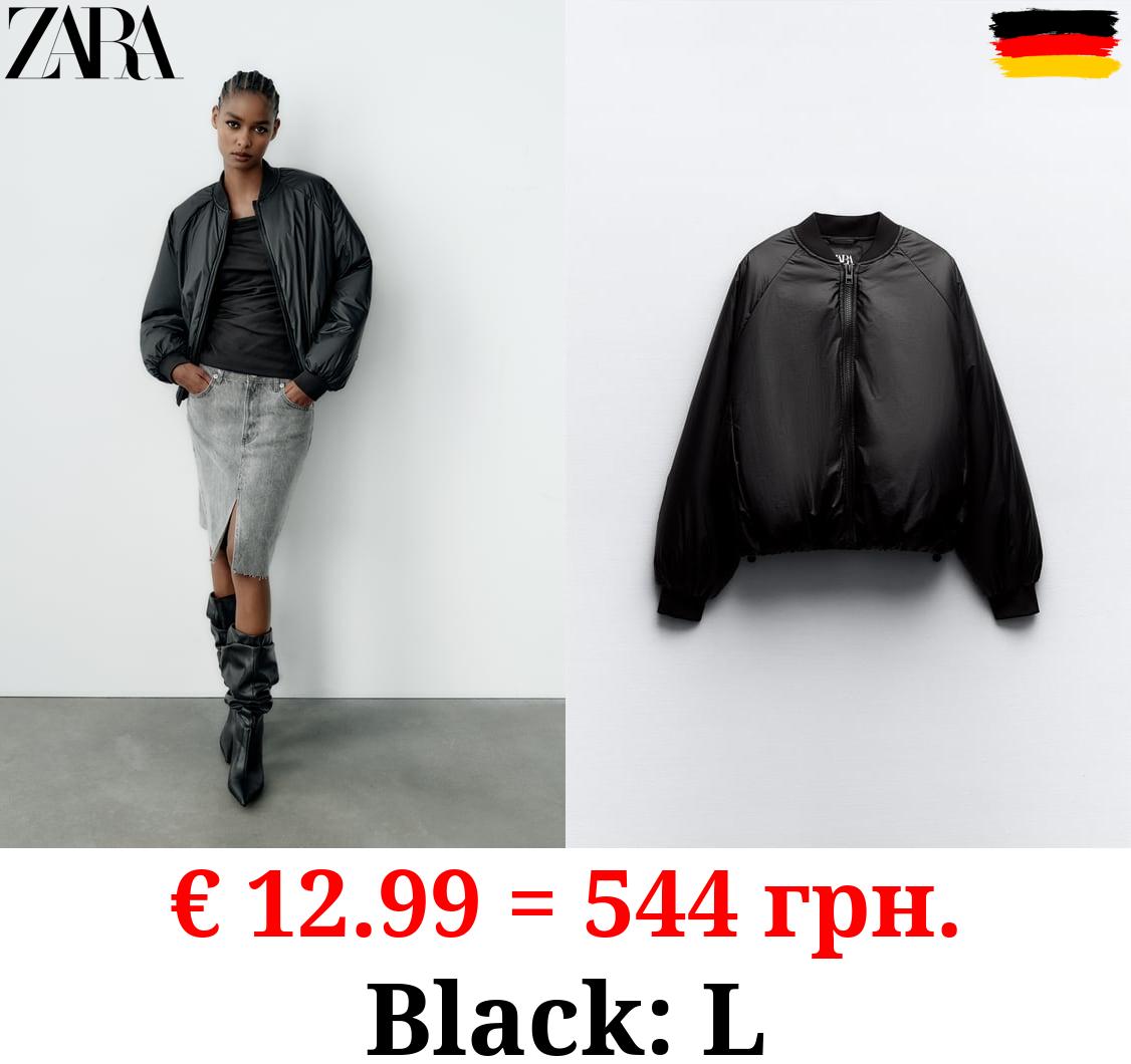 COATED OVERSIZE PADDED BOMBER JACKET