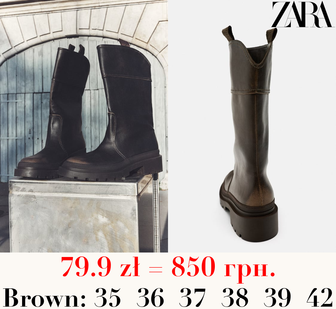 FLAT BOOTS WITH RUBBERISED SOLE