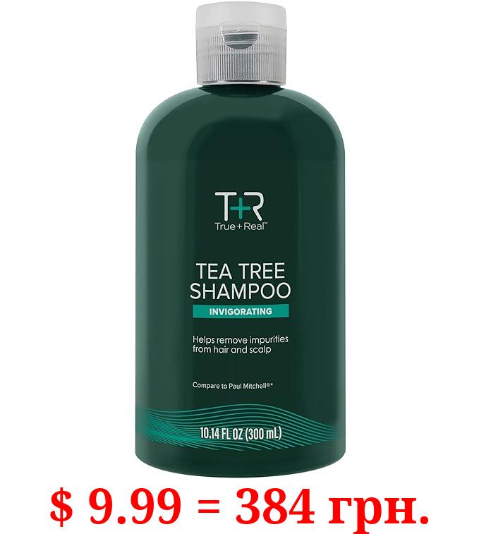 True+Real Tea Tree Shampoo, Invigorating Deep Clean Scalp Care, Refreshing Mint Scent, For All Hair Types, 10.14 oz