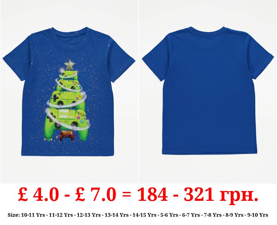Cobalt Blue Gamer Christmas Tree T-Shirt