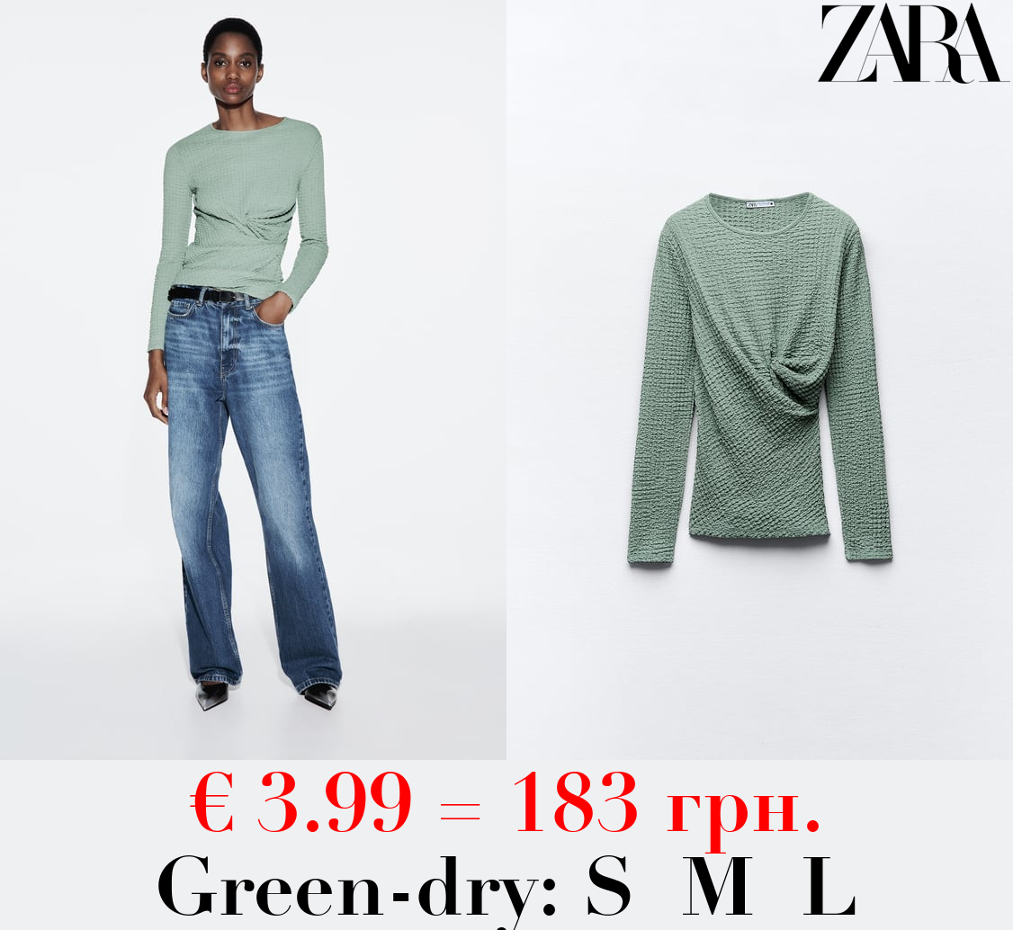 TEXTURED TOP WITH GATHERED DETAIL