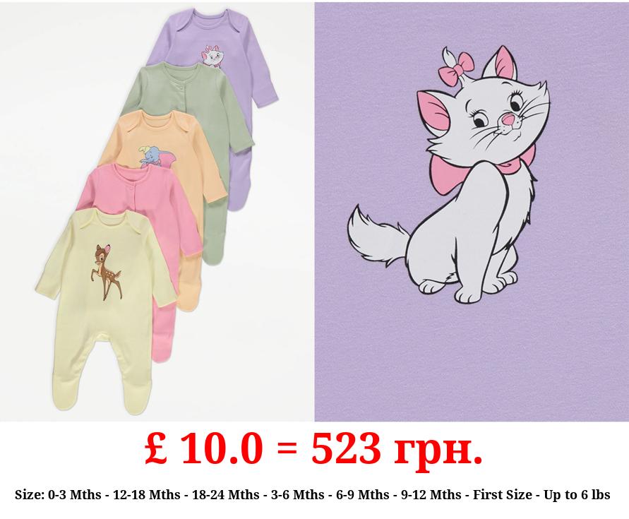Disney Characters Pastel Sleepsuits 5 Pack