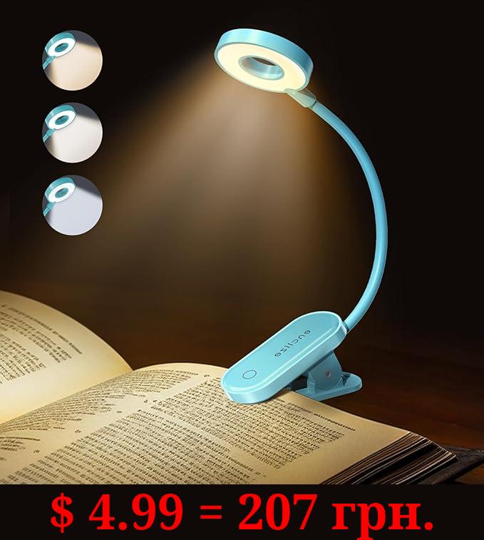 Book Light for Reading in Bed,Rechargeable LED Reading Light with Stepless Brightness & 3 Color Temperature, Easy Clip On Reading Lamp for Reading at Night in Bed for Bookworms,Students, Green