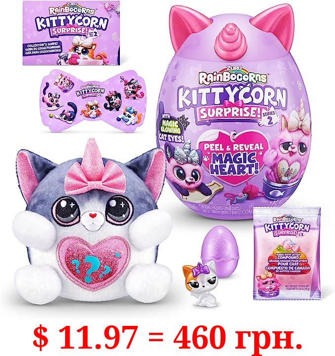 Rainbocorns Kittycorn Surprise Series 2 (American Shorthair) by ZURU, Collectible Plush Stuffed Animal, Surprise Egg, Sticker Pack, Slime, Ages 3+ for Girls, Children