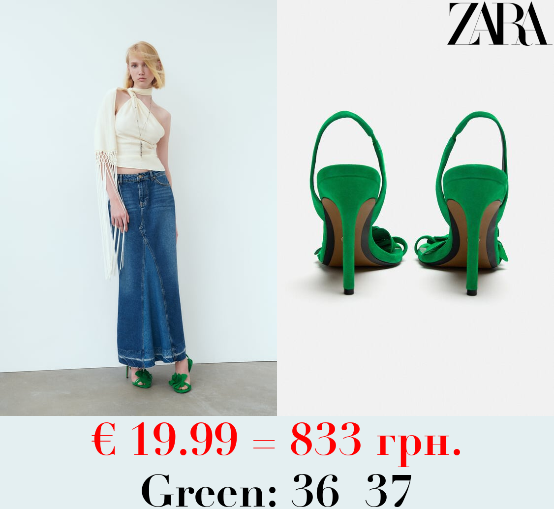 FLOWER LEATHER HIGH-HEEL SANDALS