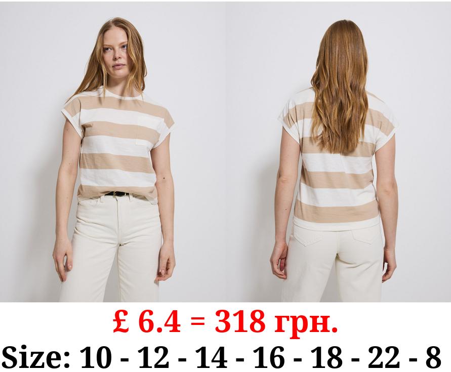 Neutral Stripe Pocket T-Shirt