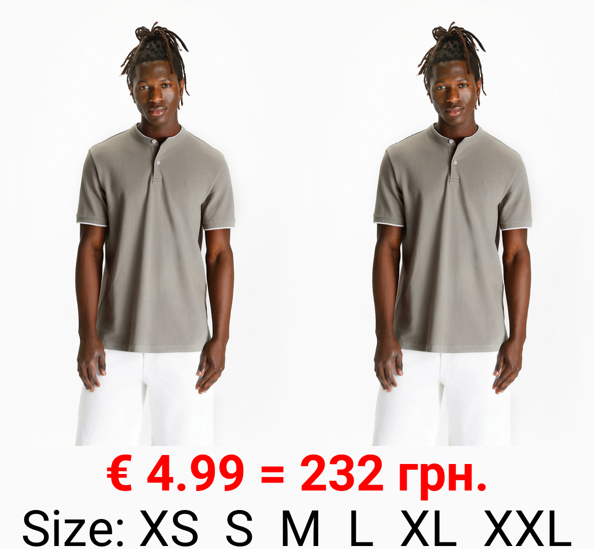 Polo shirt with embroidered stand collar