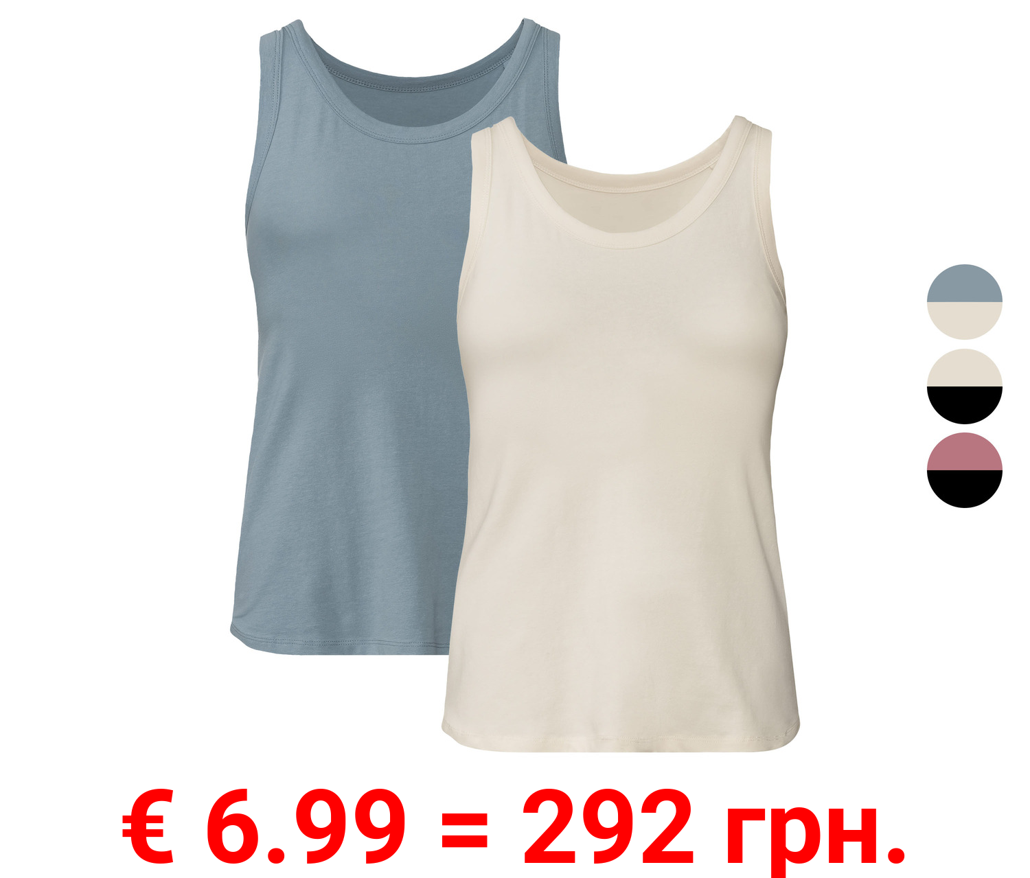 esmara® Damen Tops, 2 Stück, aus Stretchjersey