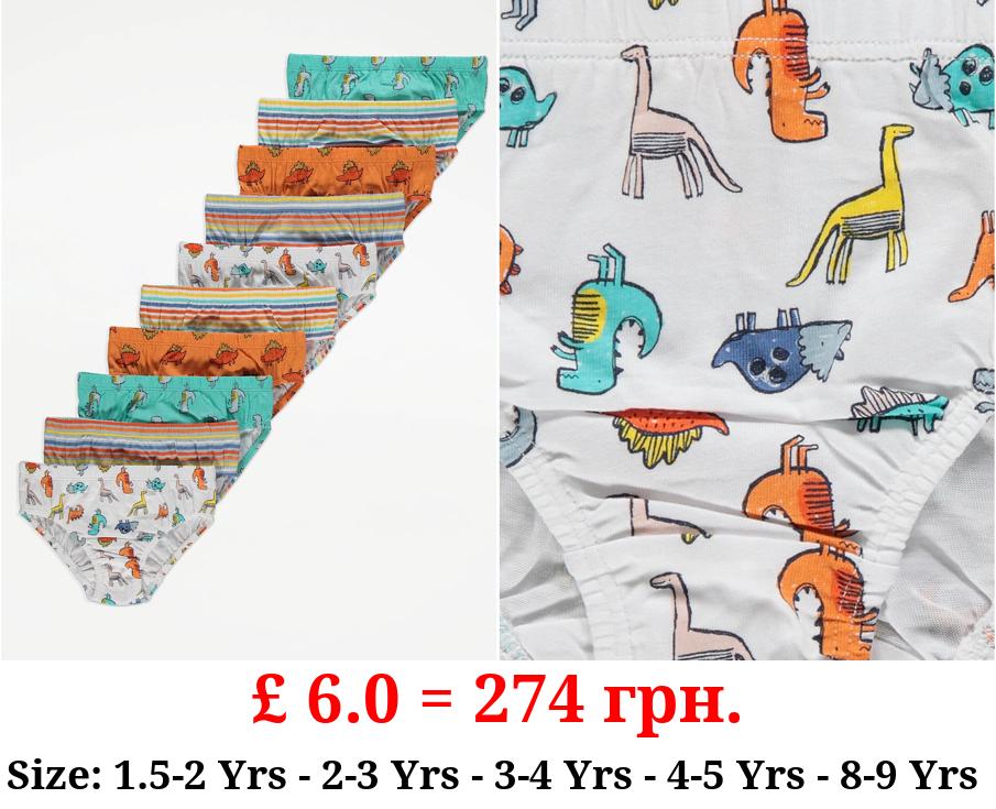 Bright Dinosaur Briefs 10 Pack