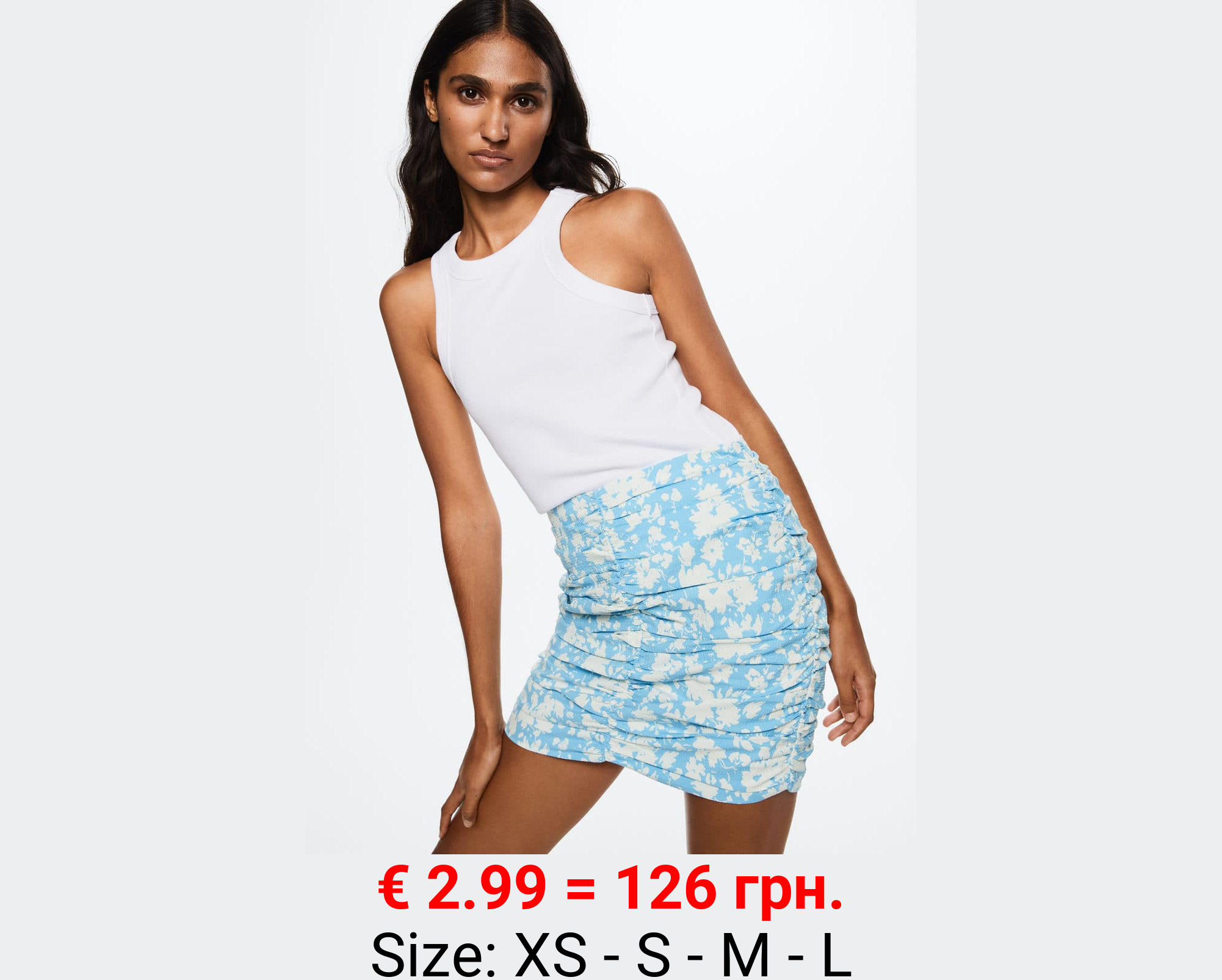 Falda estampada fruncida