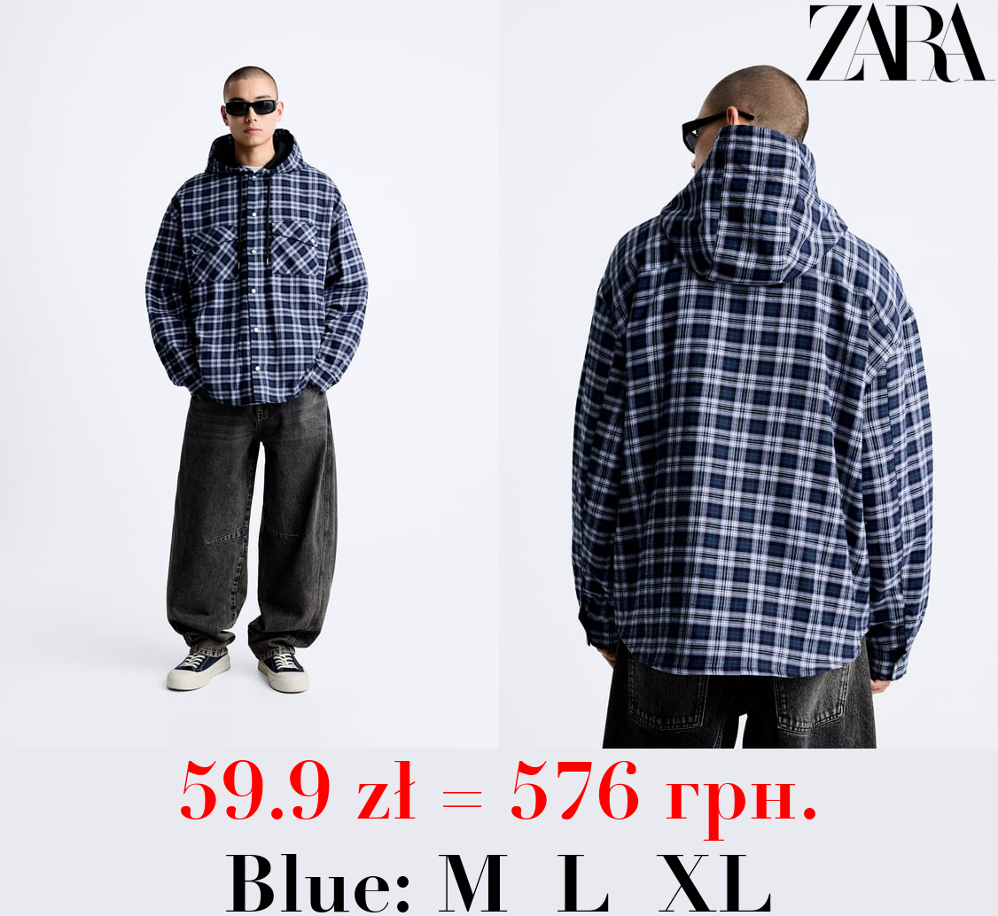 HOODED CHECK OVERSHIRT