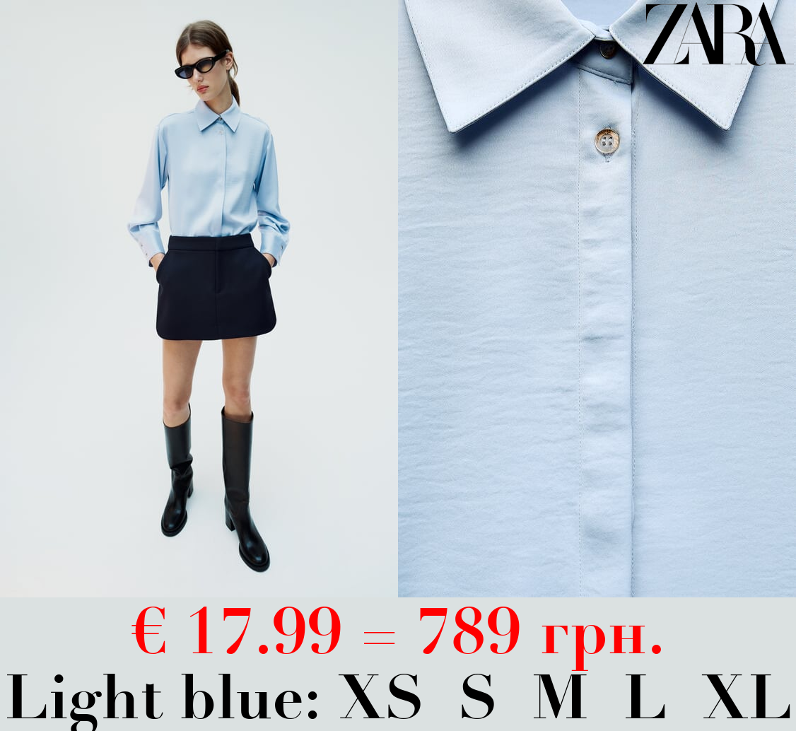 SATIN SHIRT WITH HIDDEN BUTTONS