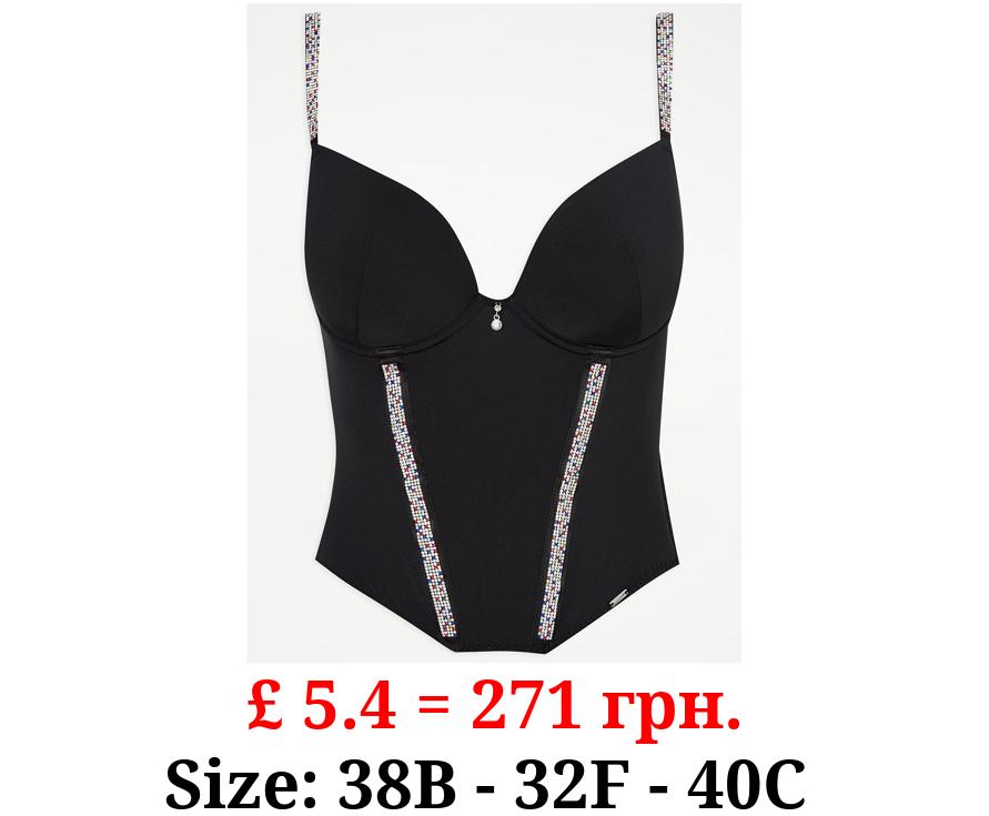 Entice Black Diamante Strap Corset