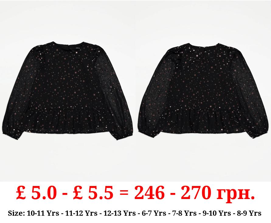 Black Star Chiffon Blouse