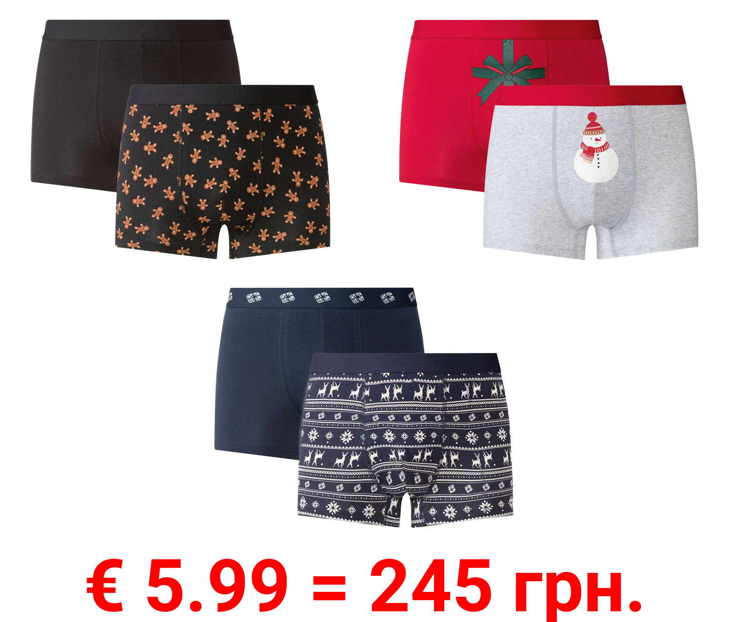 LIVERGY® Herren Boxer, 2 Stück, mit weihnachtlichen Motiven