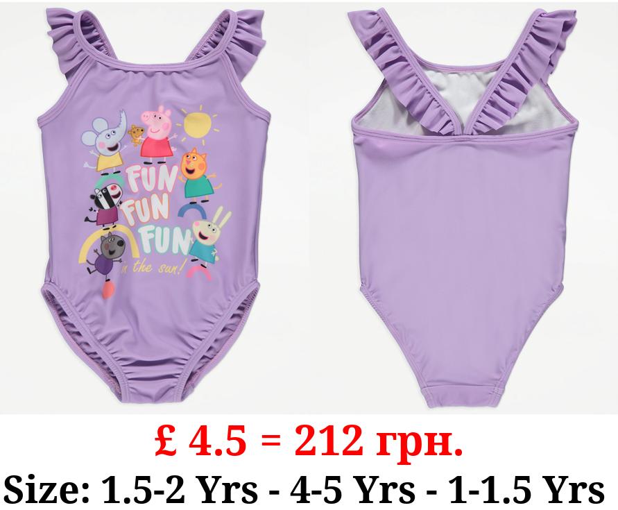 Peppa Pig Purple Fun In The Sun Frill Swimsuit
