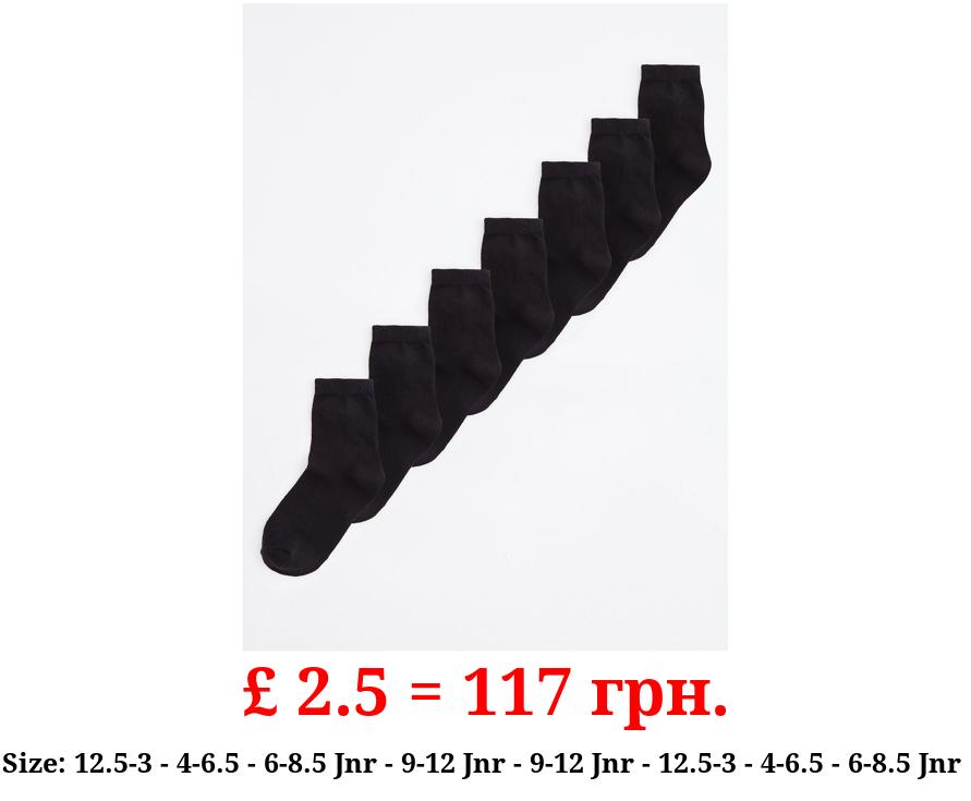 Black Cotton Rich Ankle Socks 7 Pack