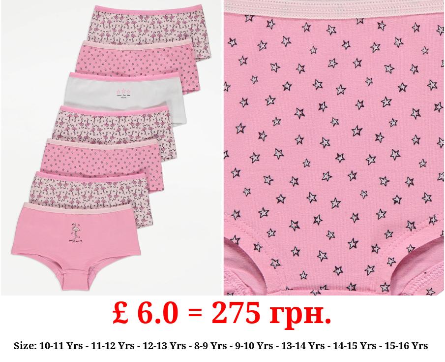Pink Flamingo Print Shorts 7 Pack