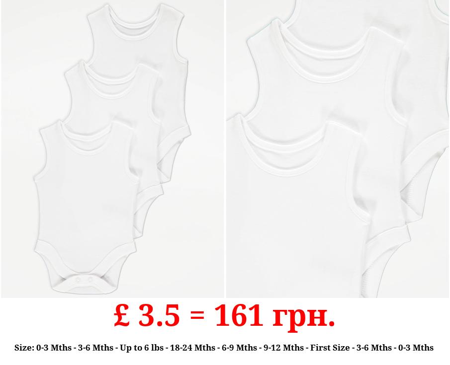 White Sleeveless Bodysuits 3 Pack