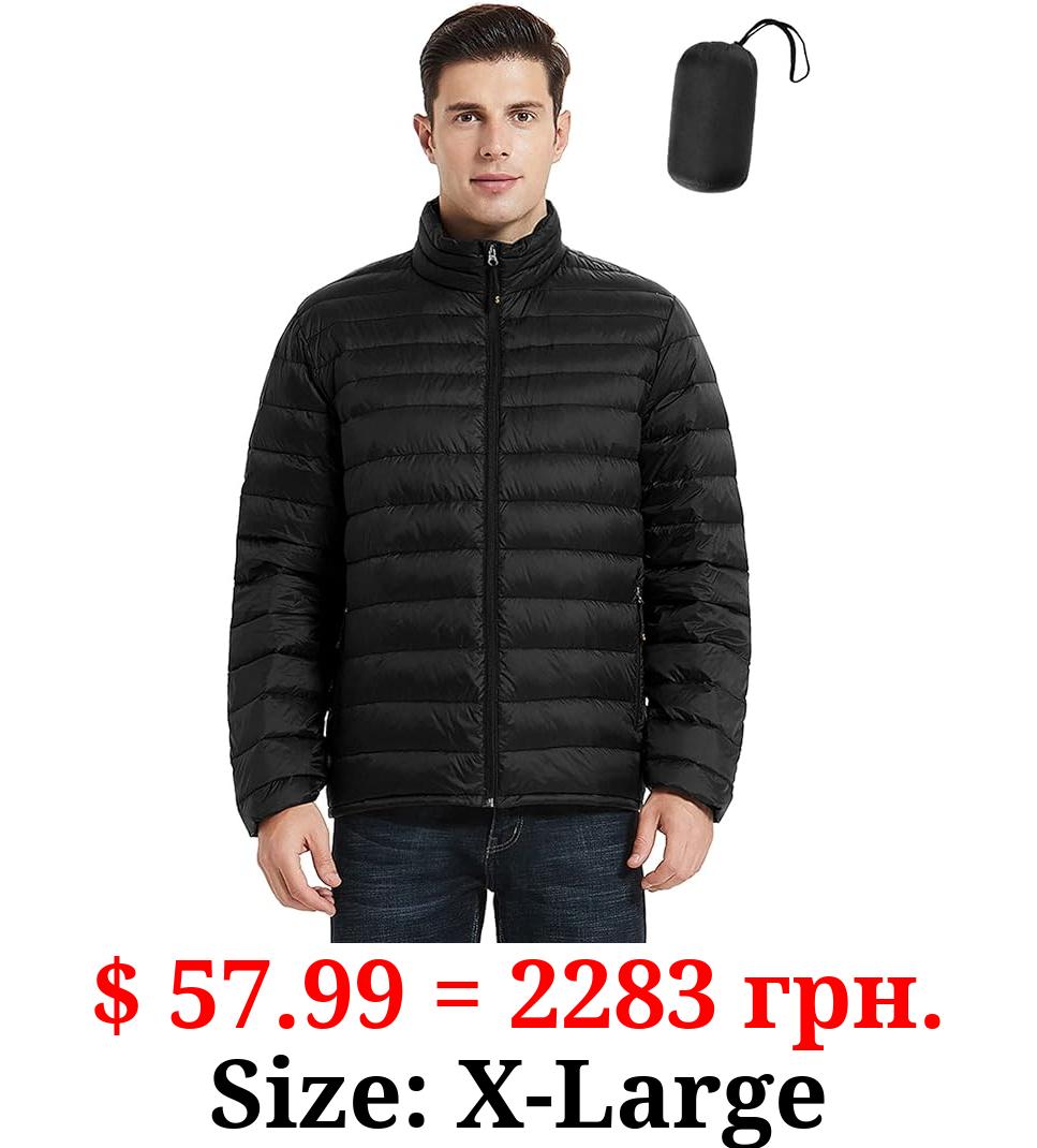 Men's Packable Down Jacket, Puffer Jacket Lightweight Warm Puffer Coat