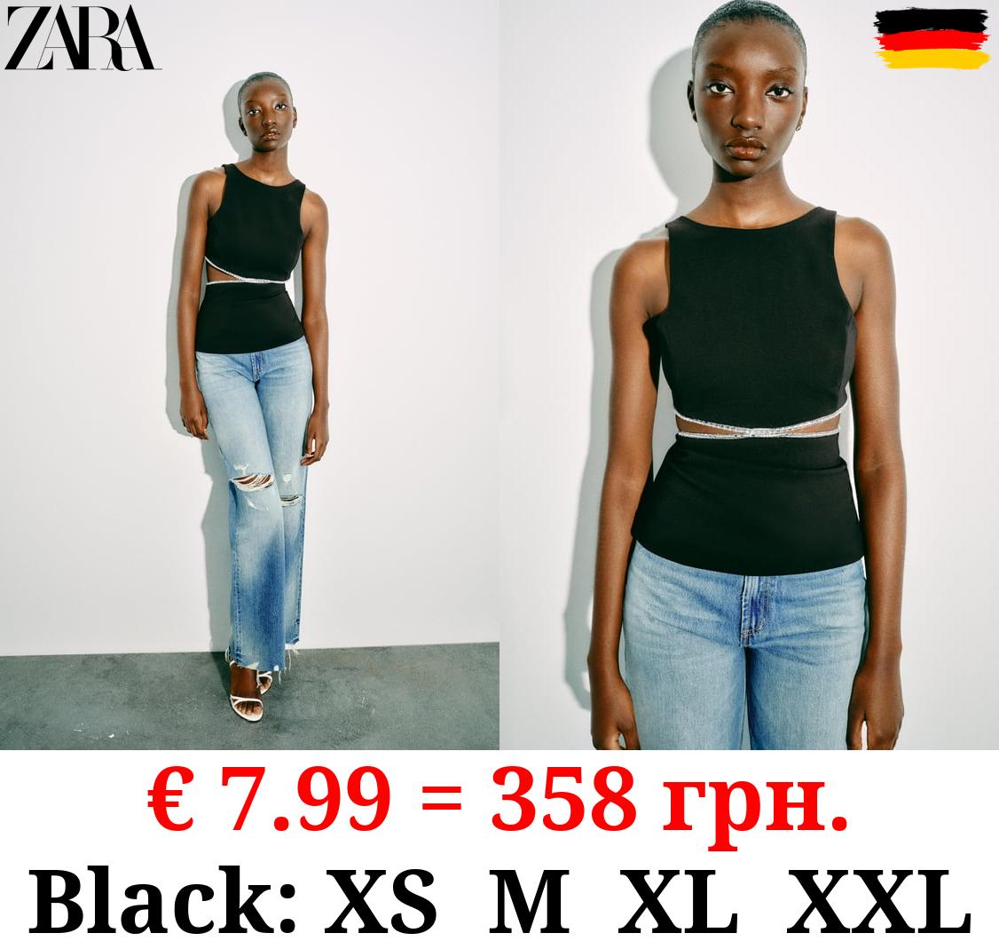 RHINESTONE CUT-OUT TOP