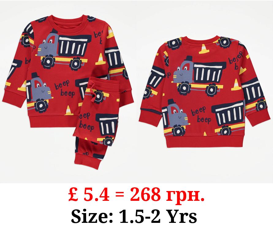 Red Truck Sweatshirt and Joggers Outfit