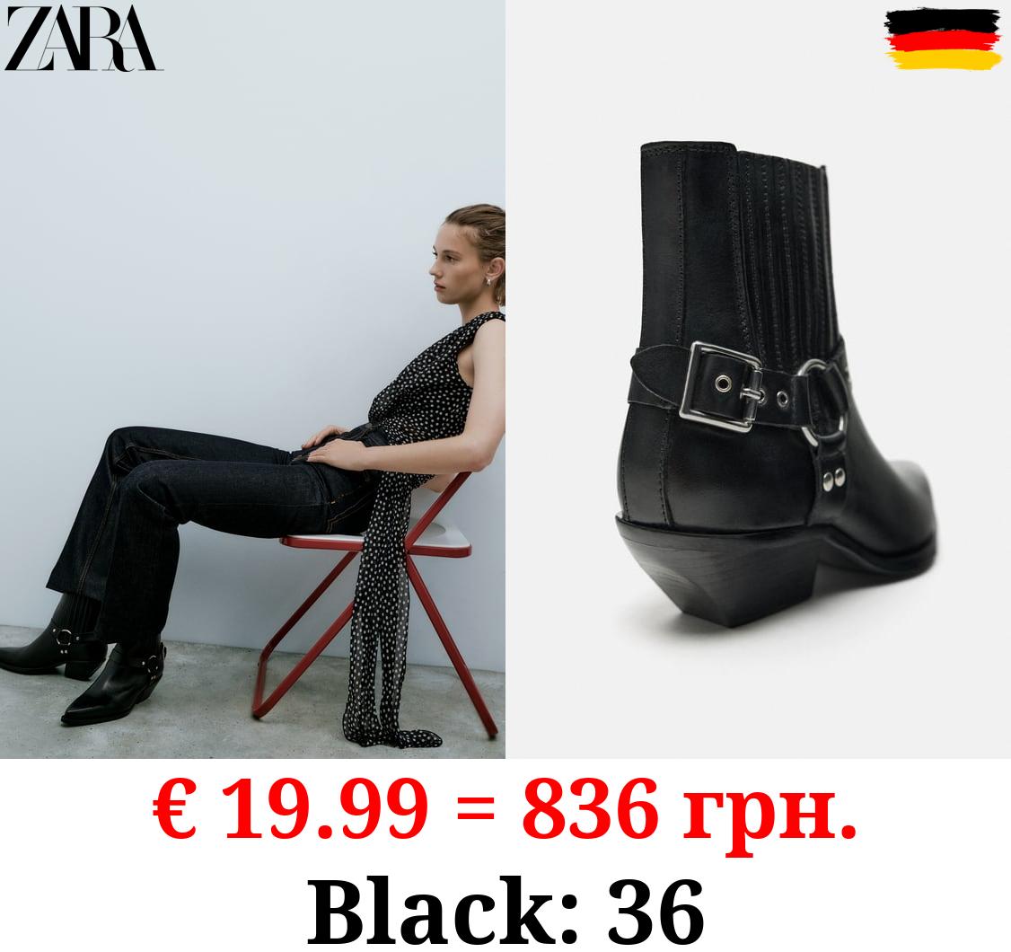 LEATHER COWBOY ANKLE BOOTS