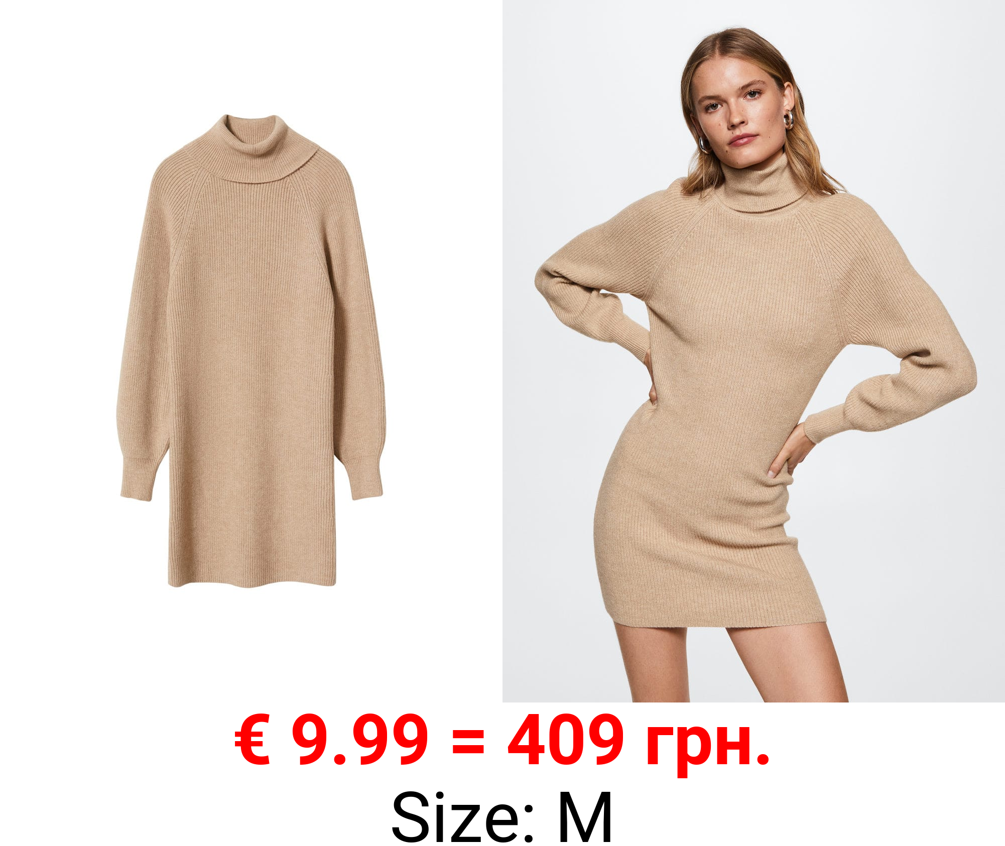 vestido canalé cuello vuelto