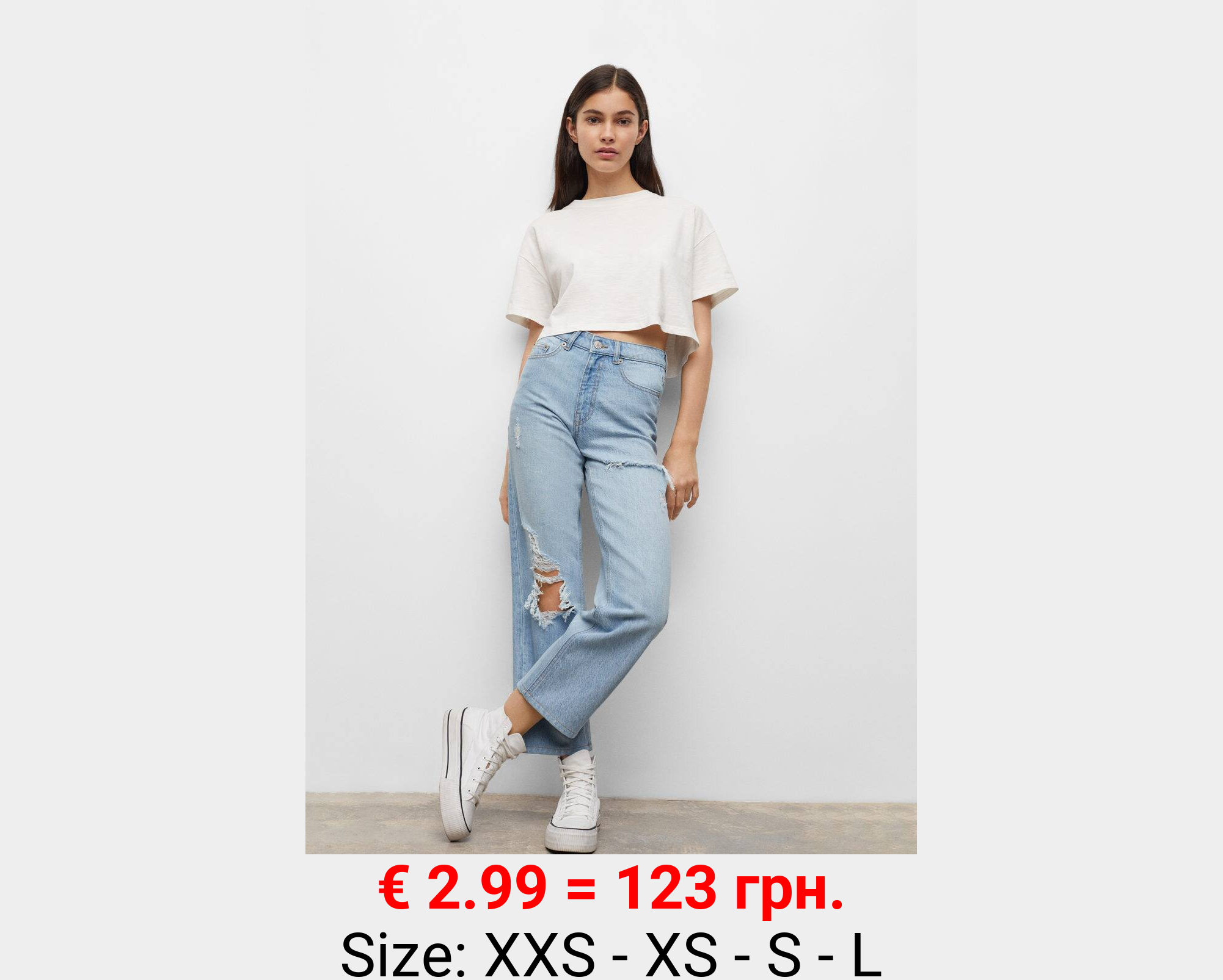 Jeans straight-fit rotos decorativos 