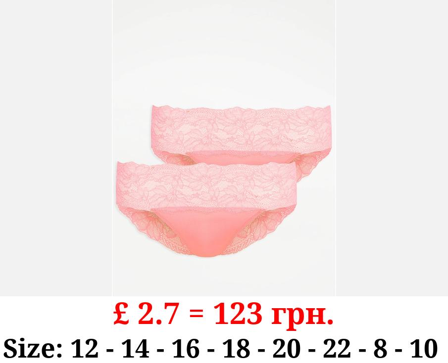Coral Lace Trim Bandeau Briefs 2 Pack