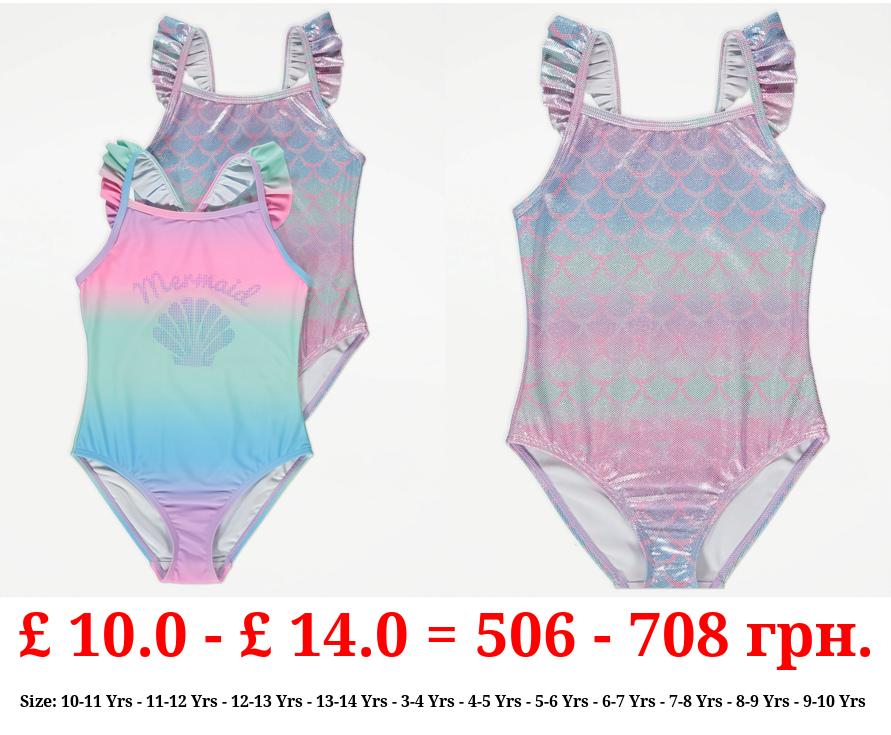 Mermaid Frill Swimsuits 2 Pack