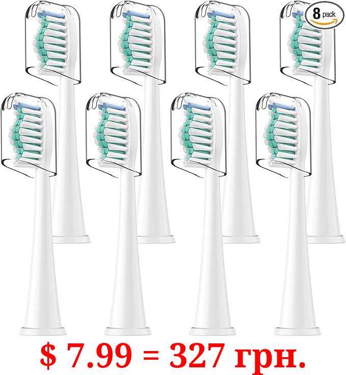 Toothbrush Heads for Philips Sonicare Replacement Brush Heads with Protective Cover Soft Dupont Bristles Electric Toothbrush Replacement Heads for Oral Health, 8 Pack