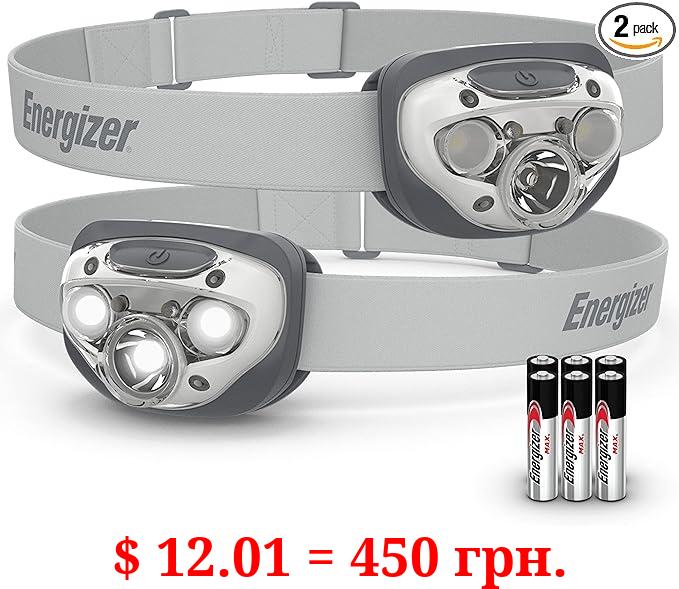 Energizer LED Headlamp PRO (2-Pack), IPX4 Water Resistant Headlamps, High-Performance Head Light for Outdoors, Camping, Running, Storm, Survival LED Light for Emergencies (Batteries Included)