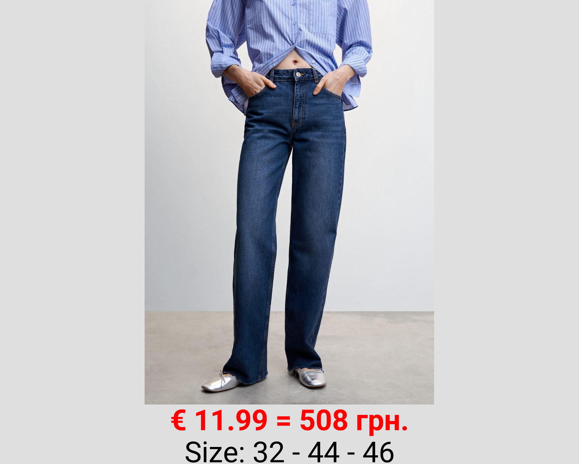 Jeans wideleg tiro medio