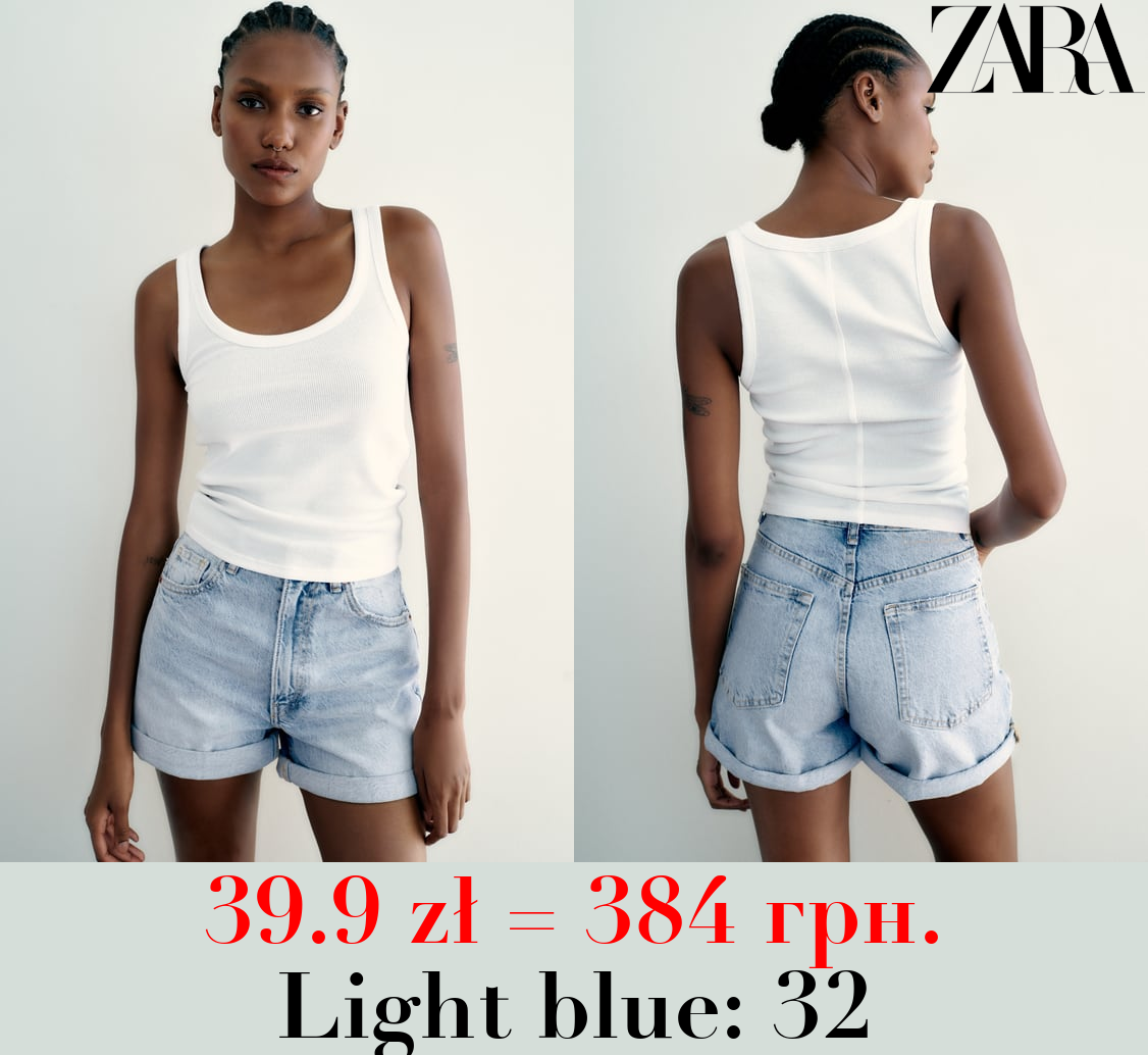 TRF HIGH-RISE MOM FIT DENIM BERMUDA SHORTS