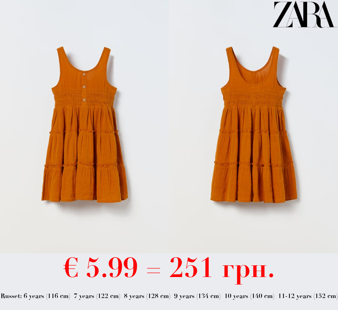 LINEN BLEND TIERED DRESS