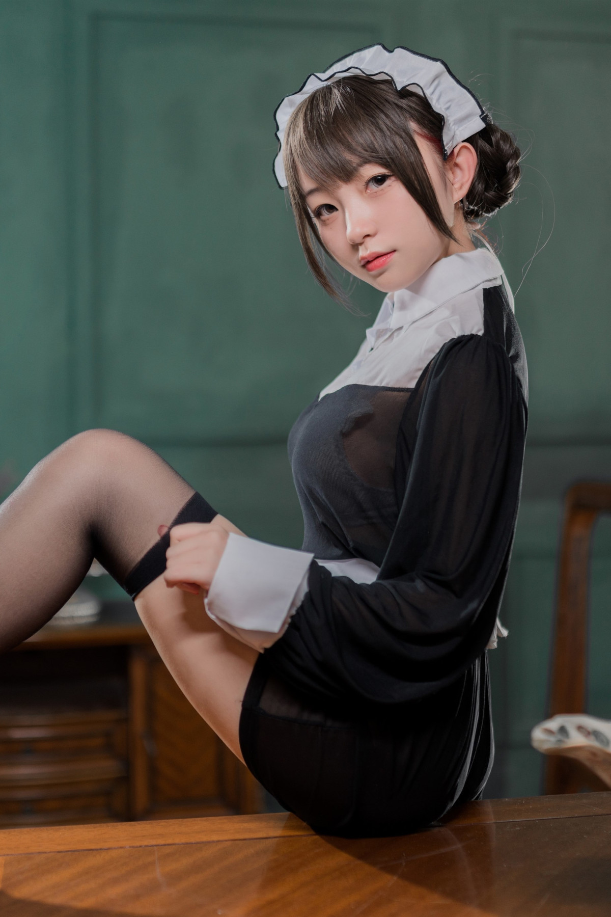 Cosplay 花铃 黑丝透明短裙女仆 Set.02 6