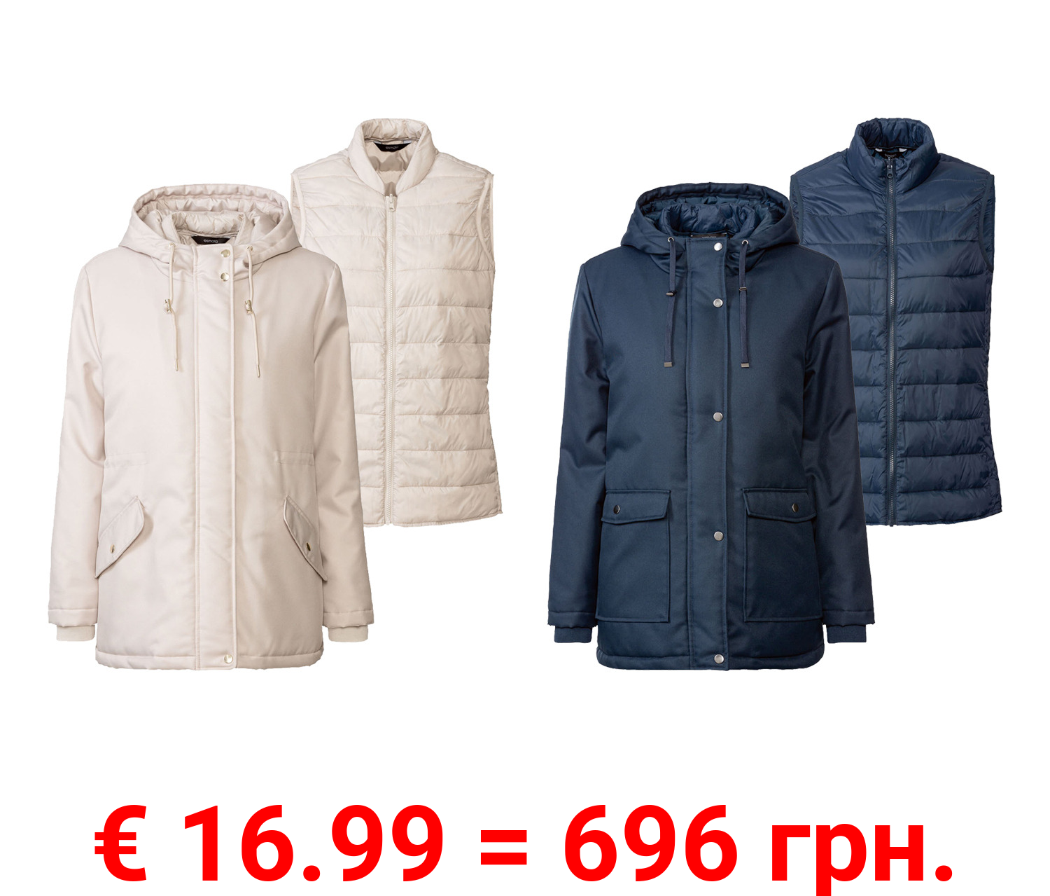 esmara Damen 3-in-1-Allwetterparka mit Weste