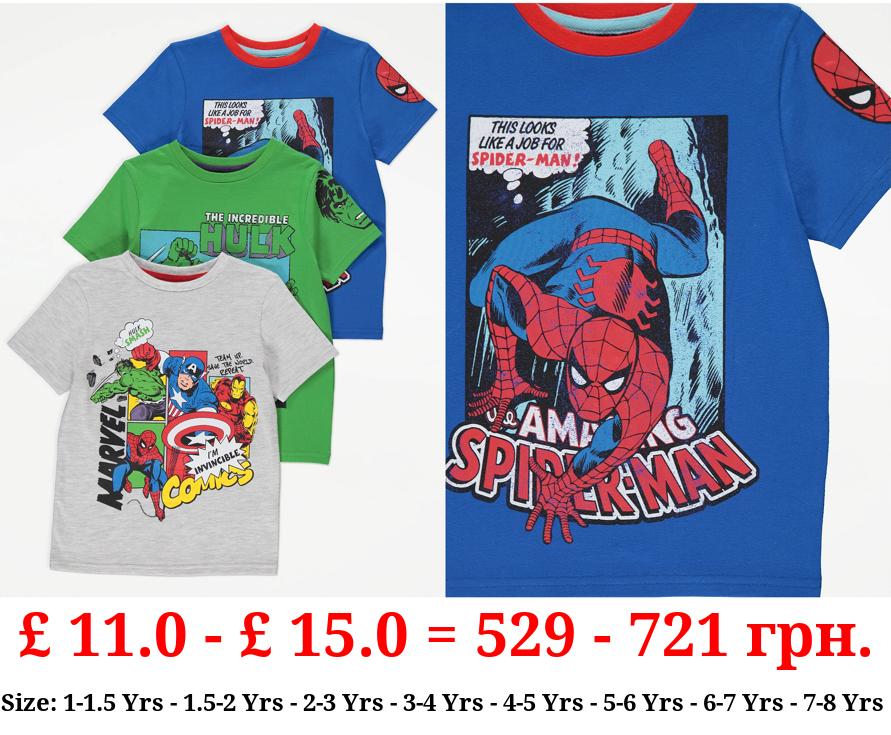 Marvel Comic Superhero T-Shirts 3 Pack