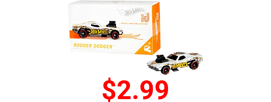 ​Hot Wheels id Vehicle​ Roger Dodger​ with Embedded NFC Chip, Uniquely Identifiable, 1:64 Scale, for Kids Ages 8 Years and Older