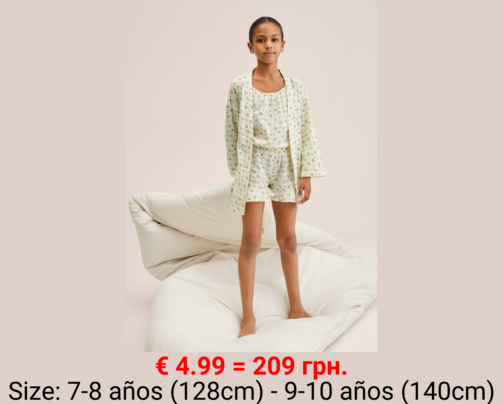 Bata flores algodón