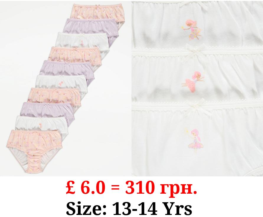 Ballerina Print Briefs 10 Pack