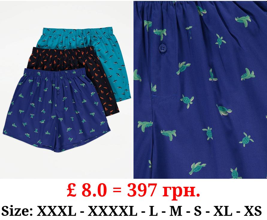 Sea Creature Woven Boxer Shorts 3 Pack