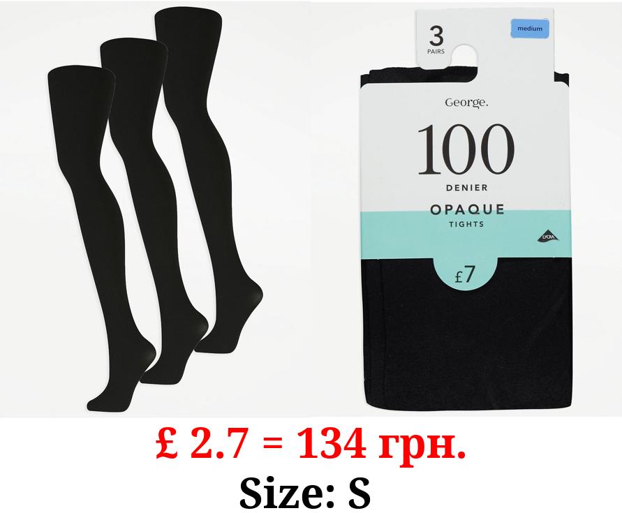 Black 100 Denier Opaque Tights 3 Pack