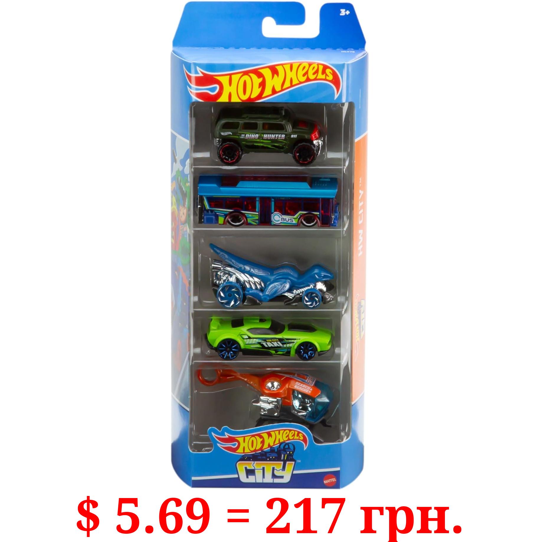 Hot Wheels 5-Car Pack of 1:64 Scale Vehicles, Gift for Collectors & Kids Ages 3 Years Old & Up