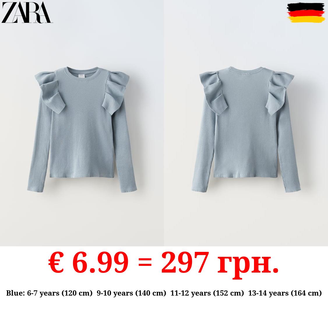 RIBBED T-SHIRT WITH RUFFLES