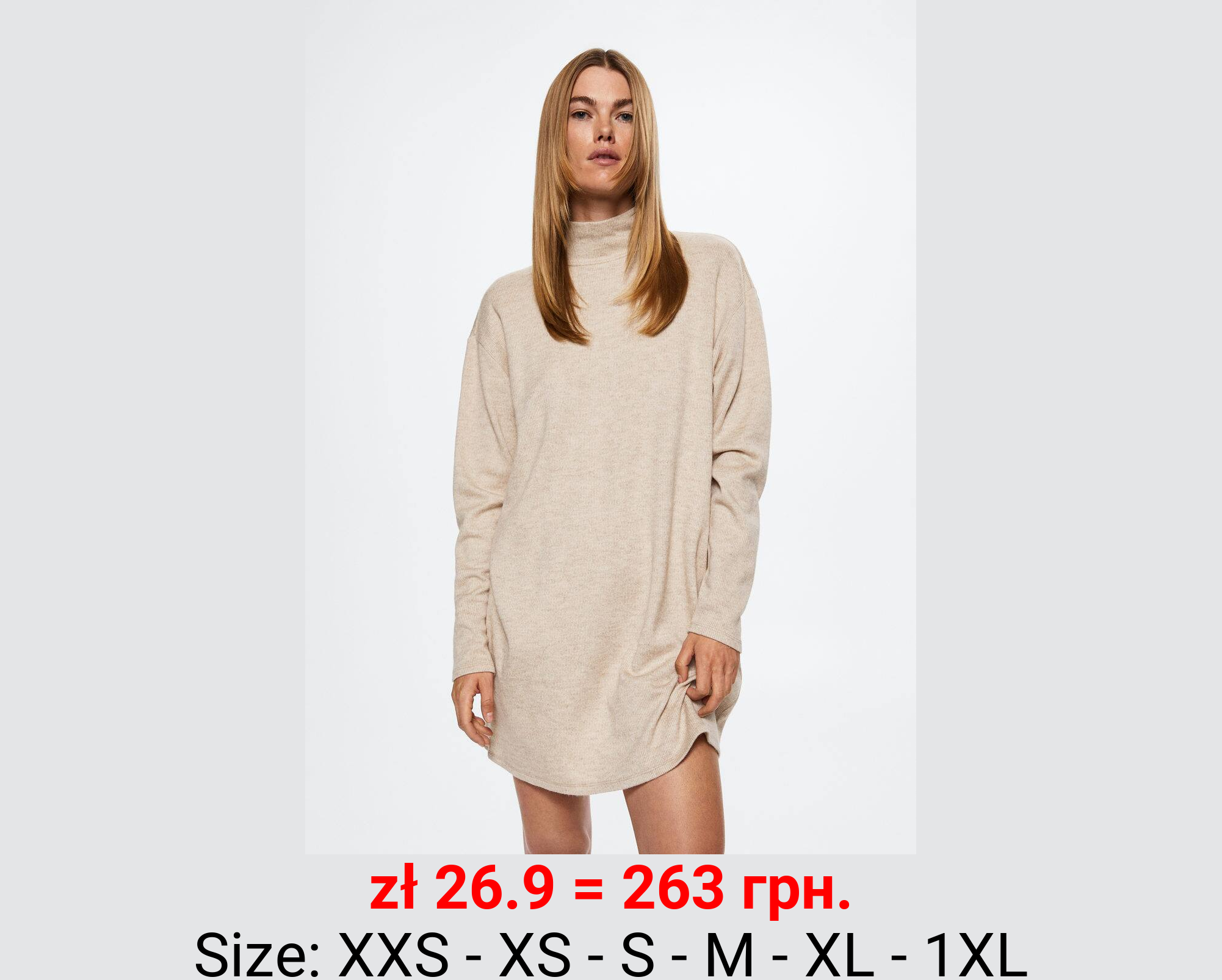 Vestido canalé cuello vuelto