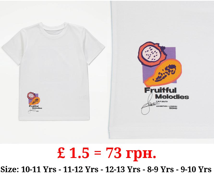 White Fruitful Melodies Graphic T-Shirt
